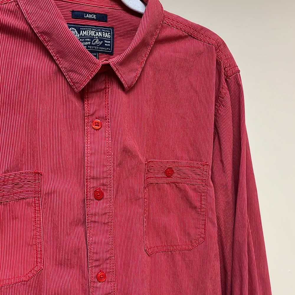 Red American Rag Pinstripe Button-Up Shirt - Picture 4 of 4